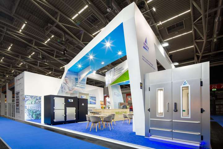 Exhibition Stand KOMA at the IBA exhibition. Designed and build by booth builder Eldee Expo Experts