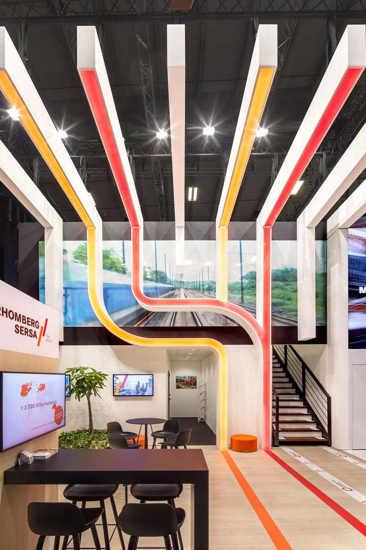 Two-storey booth Rhomberg Sersa Rail - InnoTrans Booth building
